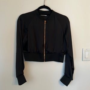 Zara Cropped Satin Bomber Jacket